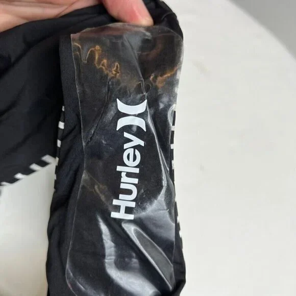 Hurley Striped Bikini Swim Bottom Size L Black White Reversible - Picture 12 of 12